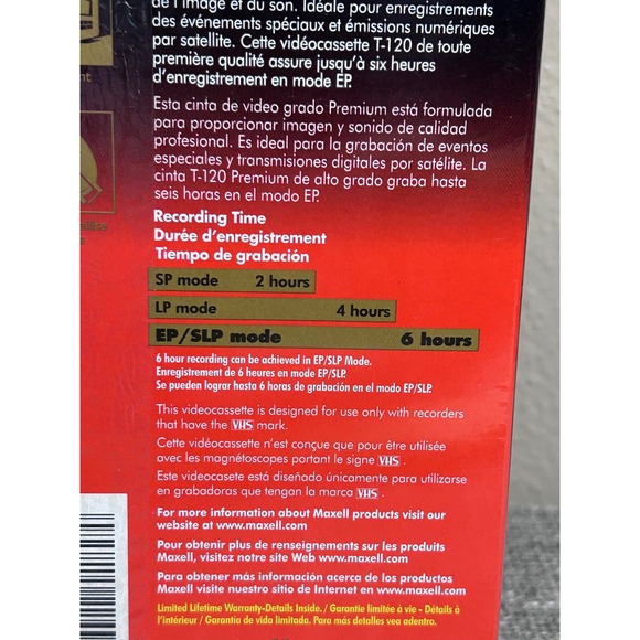 Maxell Premium High Grade T-120 VHS Videocassette Tape New Lot of 5‎ - Picture 5 of 5